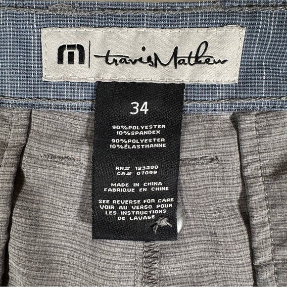 Travis Mathew Mens Chino Shorts Flat Front Casual Golf Striped Gray Size 34 - Picture 6 of 12